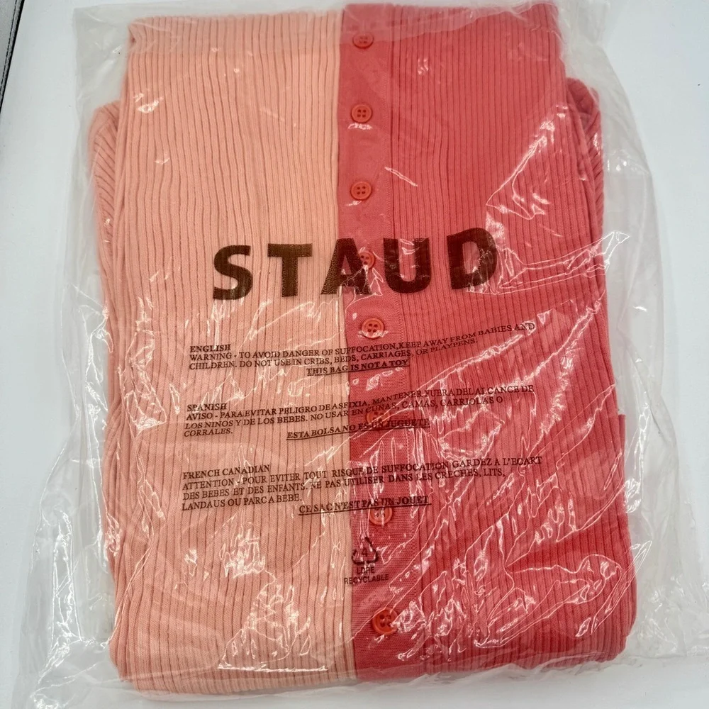 NWT Staud Shoko Sweater Dress in Bittersweet Peach Light Pink Blush Button Down